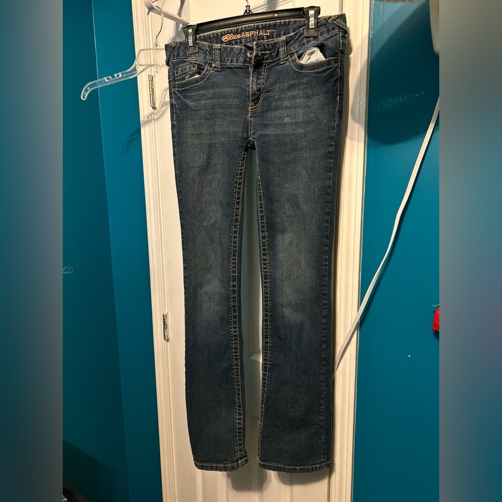Blue Asphalt Straight-Leg Jeans in Dark Blue Wash